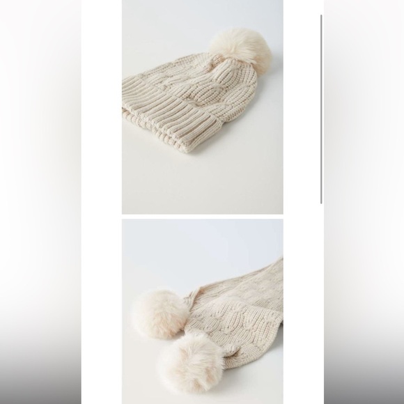KNIT HAT/SCARF WITH POMPOM - Picture 1 of 6